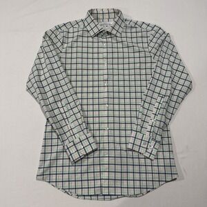 Mizzen and Main Mens M Trim Fit Leeward Dress Shirt Green Pink Check Stretch USA